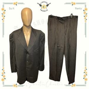 Bespoke The King's Image Mens Sz 52 Pinstripe Suit & Pants by James Williams Jr.